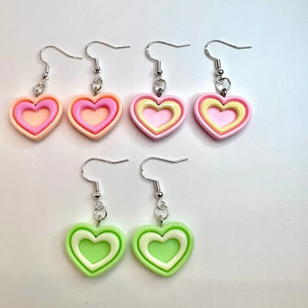 Heart Earrings - Pastel Earrings - Kawaii Earrings - Barbie Earrings - Little DD